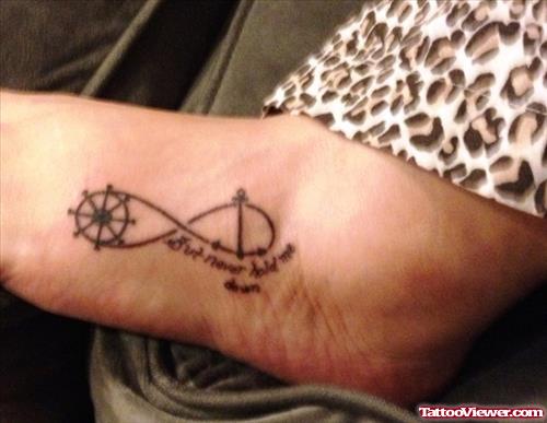 Infinity And Anchor Foot Tattoo