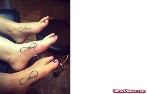 Family Infinity Symbol Foot Tattoos Designs