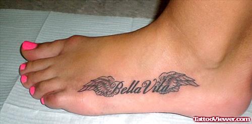 Winged Bella Vita Foot Tattoo