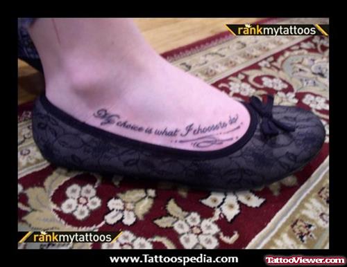 Girl Showing Her Lettering Foot Tattoo
