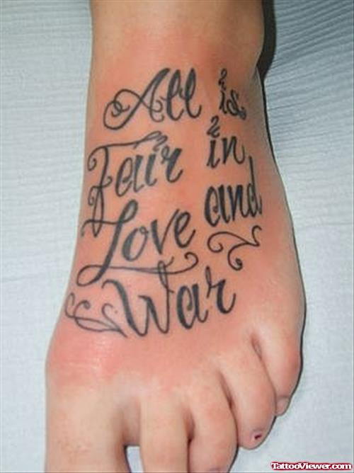 All Is Fair In Love And War Left Foot Tattoo