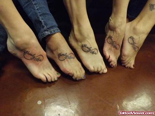 Family Love Infinity Symbol Foot Tattoos