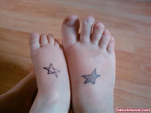 Colored Stars Feet Tattoo
