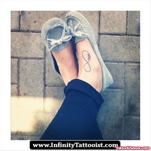 Girl With Left Foot Infinity Symbol Tattoo