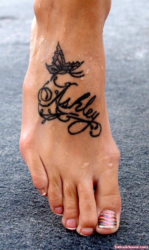 Ashley Butterfly Foot Tattoo