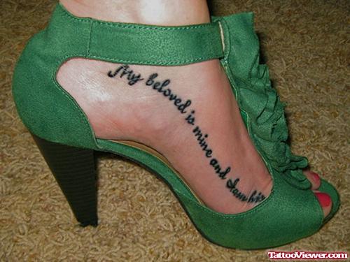 My Beloved Is Mine Quote Foot Tattoo