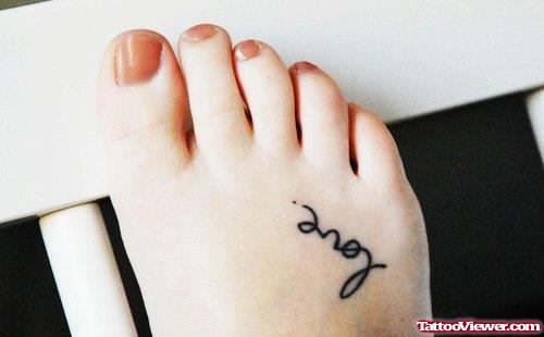 Love Word Foot Tattoo