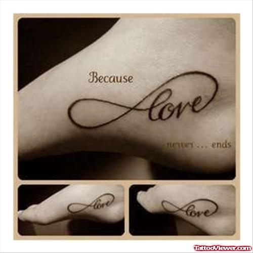 Infinity Love Foot Tattoo Design