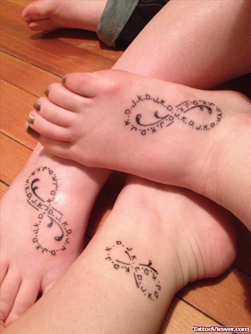 Infinity Lettering Foot Tattoos