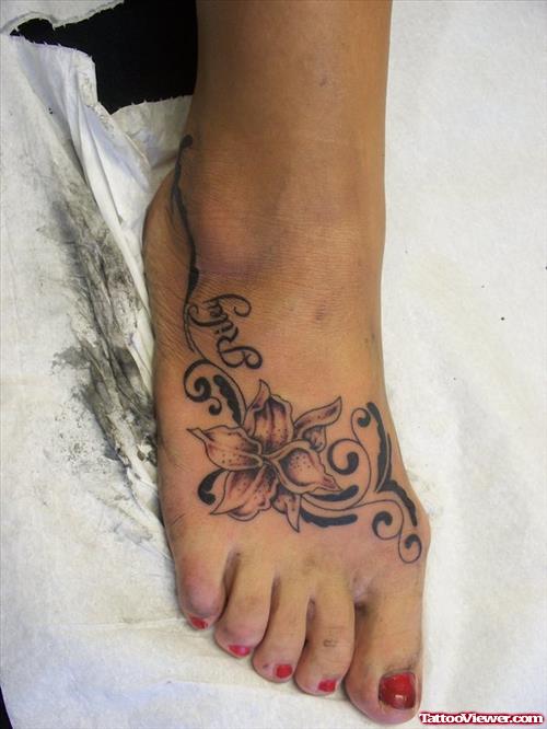Girl Right Foot Tattoo
