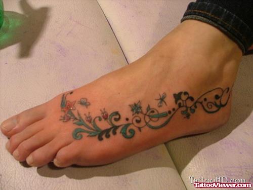 Color Swirl Foot Tattoo
