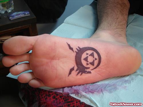 Ouroboros And Pentagram Tattoo Under Foot