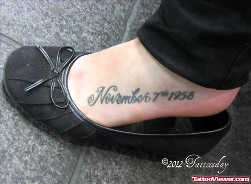 Memorable Date Tattoo On Foot
