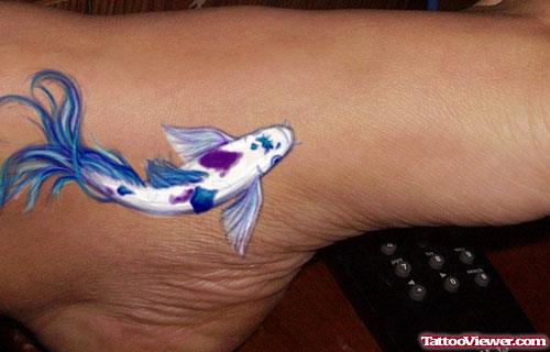 Colored Fish Foot Tattoo