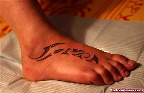Tribal Polynesian Foot Tattoo