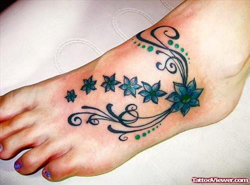 Nautical Stars Tattoos On Left Foot