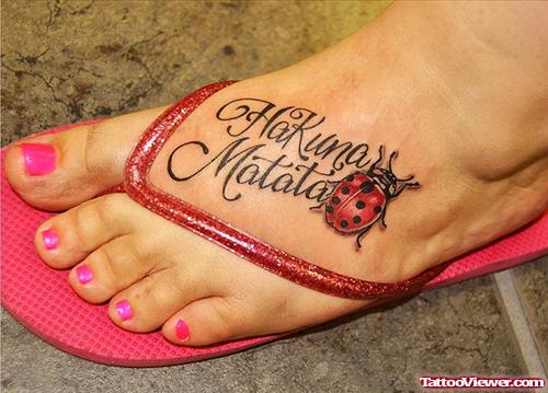 Hakuna Mata Lady Bug Foot Tattoo