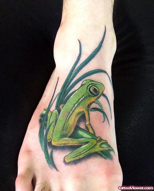 Green Ink Frog Foot Tattoo