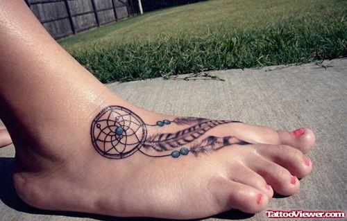 Dreamcathcer Foot Tattoo