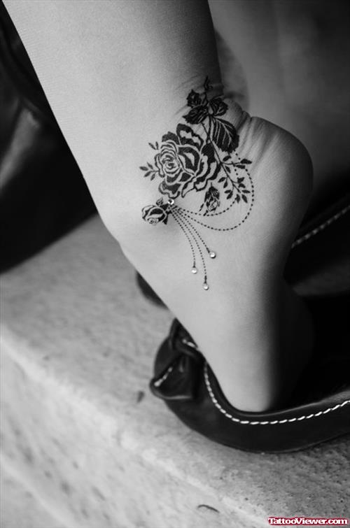 Cute Flower Foot Tattoo