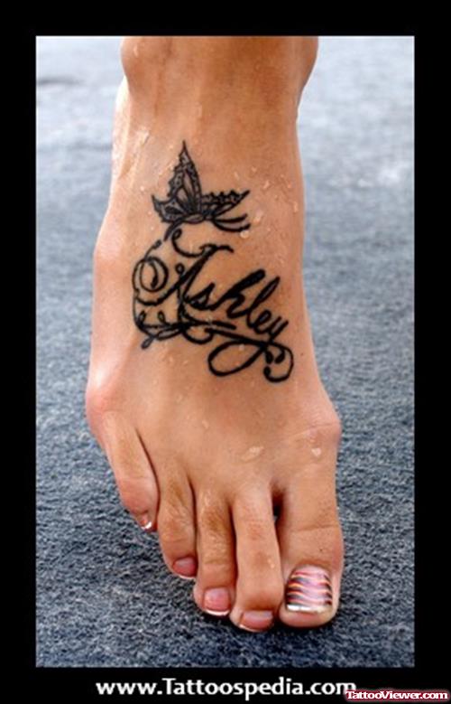 Ashley and Butterfly Foot Tattoo
