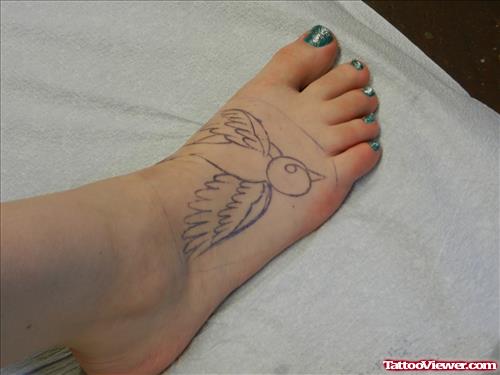 Flying Bird Foot Tattoo