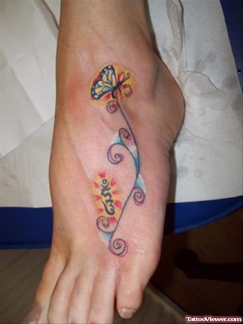 Awesome Butterfly Foot Tattoo