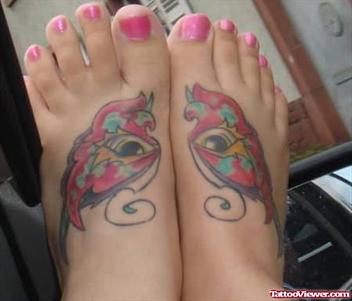 Eye Butterfly Tattoo On Feet