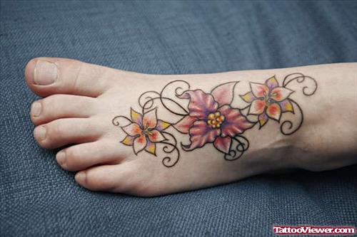 Flowers Foot Tattoos