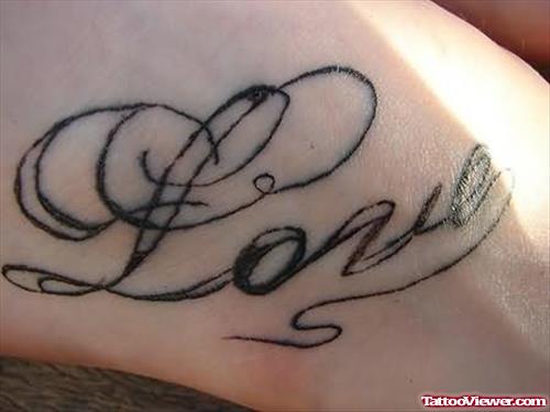 Stylish Love Tattoo On Foot