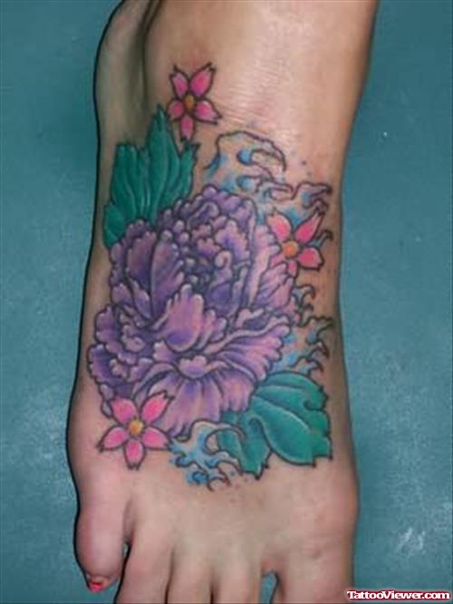 Flowers Tattoos On Foot