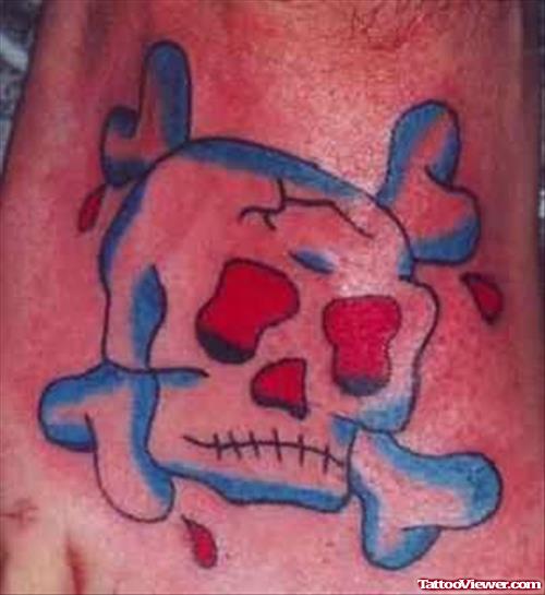 Skull Old School Tattoo On Foot