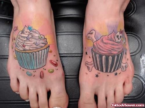 Cupcake Tattoos On Foot