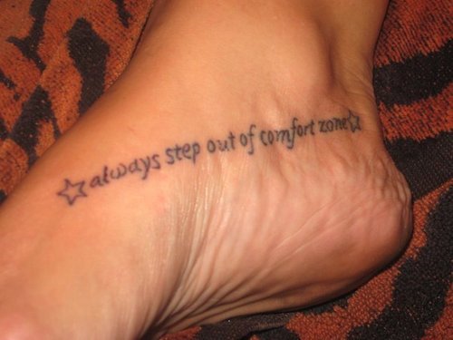 Star And Quote Foot Tattoo