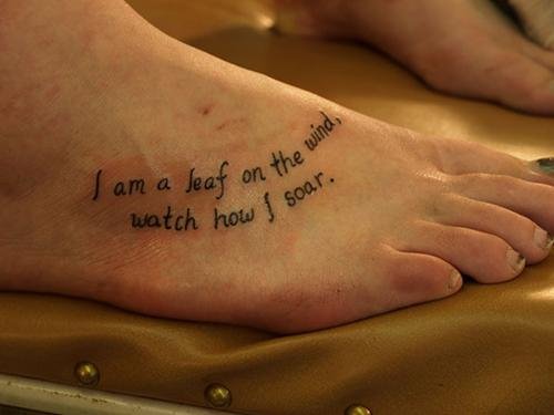 Lettering Foot Tattoo For Girls