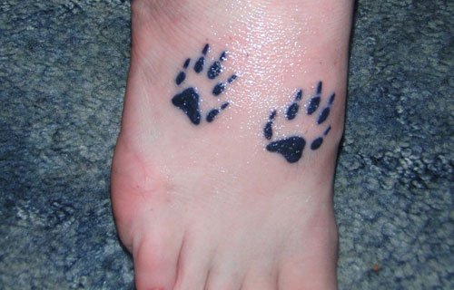Paw Prints Tattoos On Right Foot