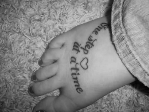 Heart And Words Tattoo On Foot