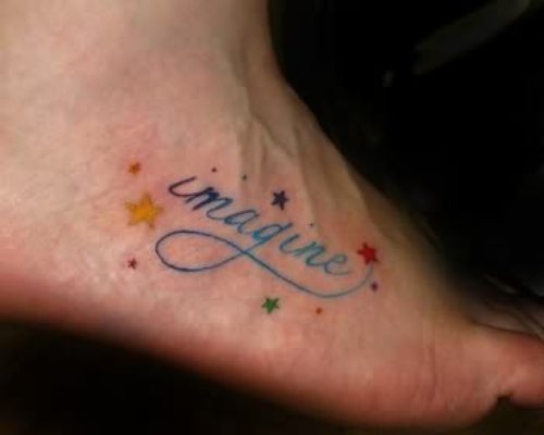 Imagine Colour Ink Tattoo On Foot