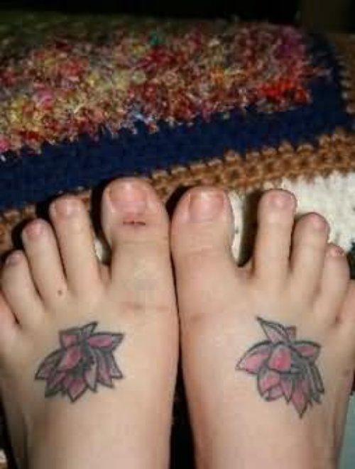 Lotus Flower Tattoo On Foot