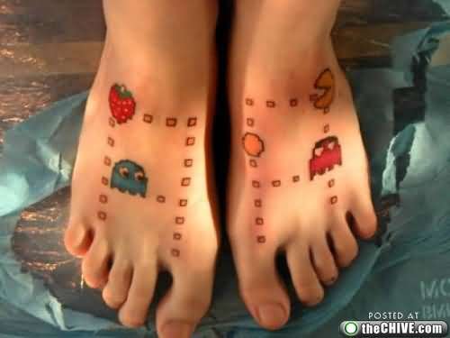 Pacman Tattoo On Foot