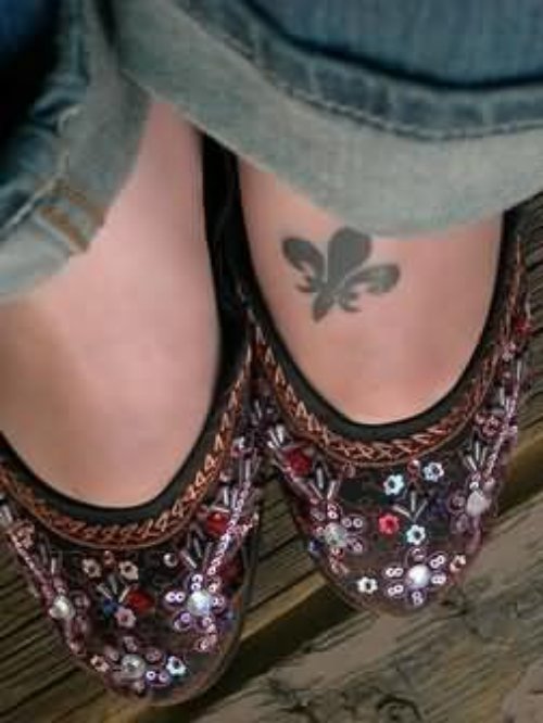 Fleur De Lis Tattoo Design On Foot