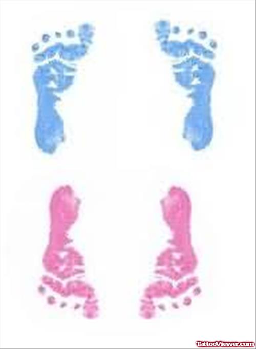 Coloured Footprints Tattoos