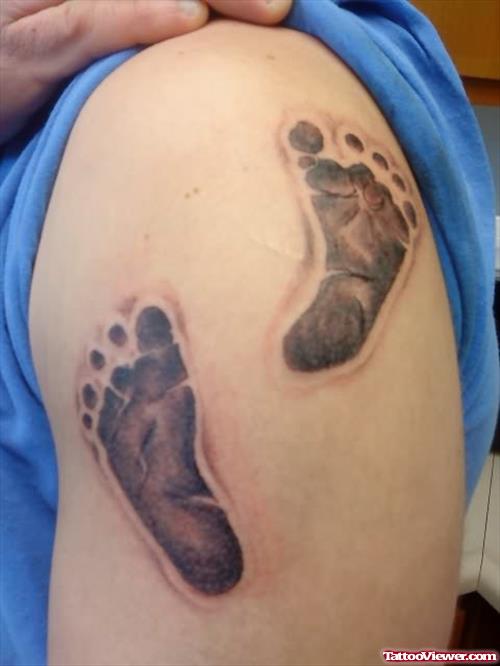 Foot Print Tattoo On Shoulder
