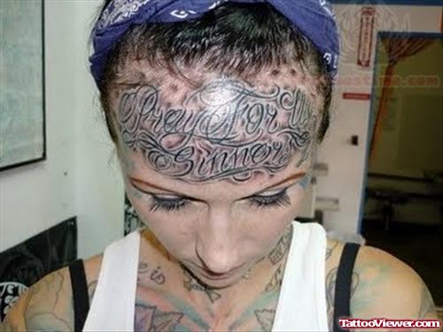 Pray For Forehead Tattoo