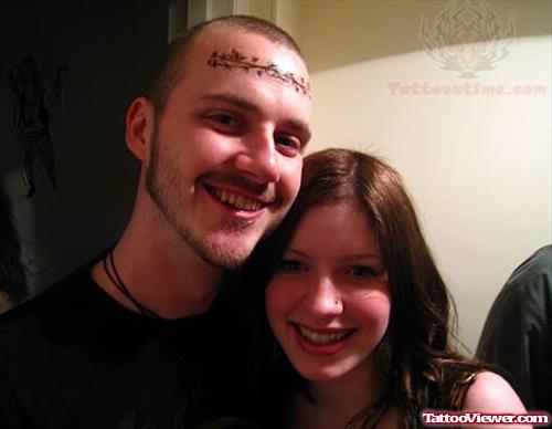 Star Design Tattoo On Forehead