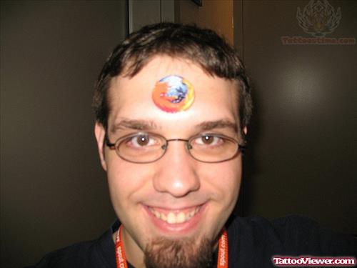 Mozila Firefox Tattoo On Forehead