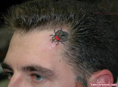 Fly Tattoo on Forehead
