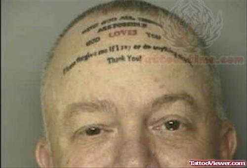 Assault Suspects Forehead Tattoo