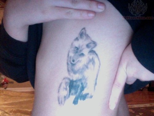 Side Rib Fox Tattoo For Girls