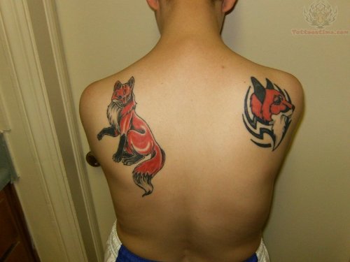 Back Shoulders Fox Tattoos